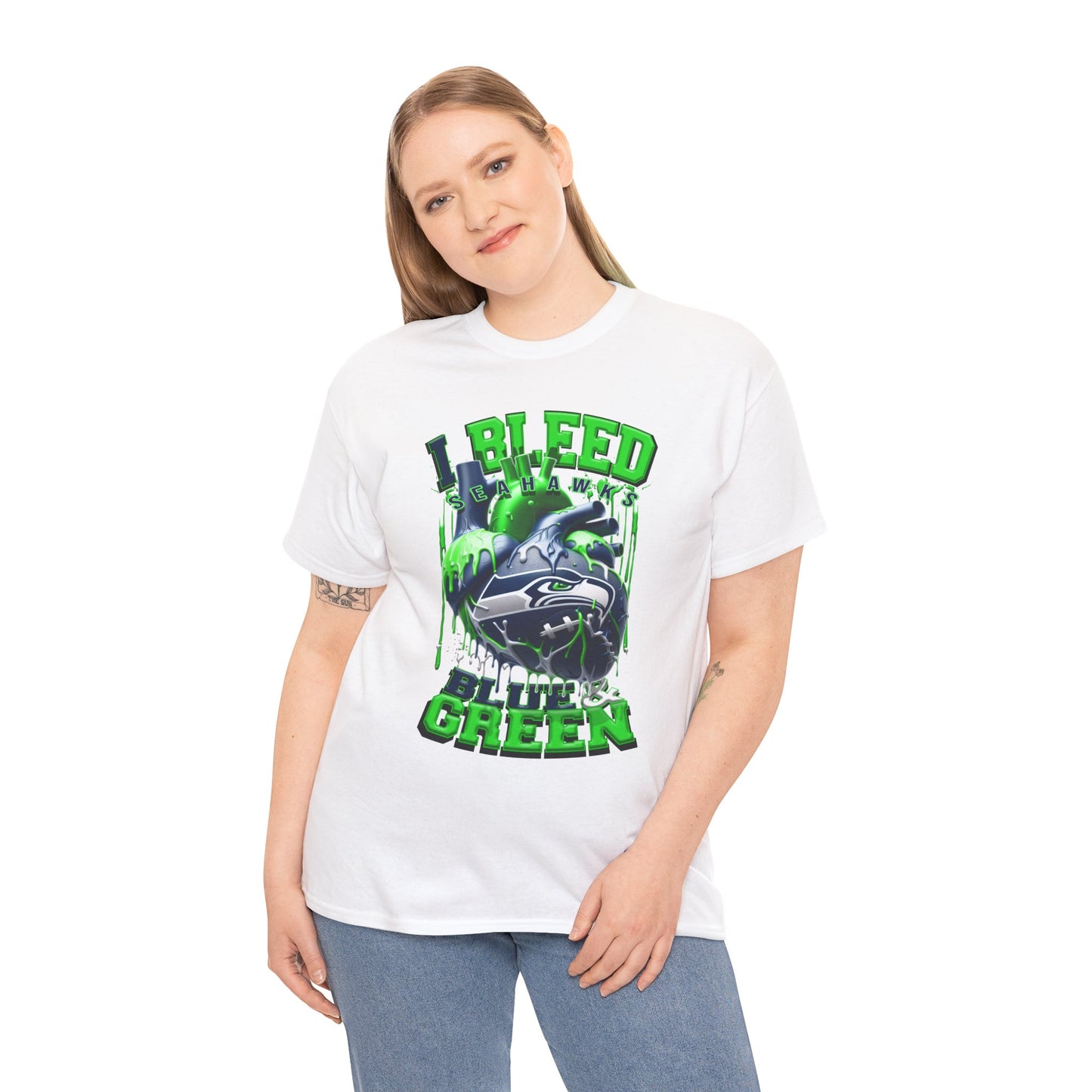 Seattle Seahawks Unisex Tee, I Bleed Blue & Green, NFL Tshirt, Football Fan Shirt, Sports Tee