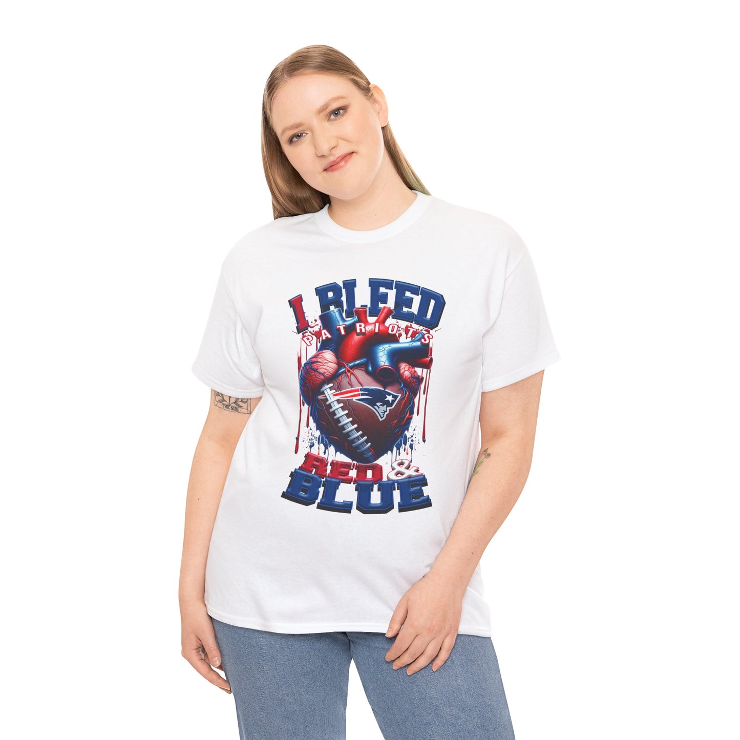 New England Patriots Unisex Tee, I Bleed Red & Blue, NFL Tshirt, Football Fan Shirt, Sports Tee