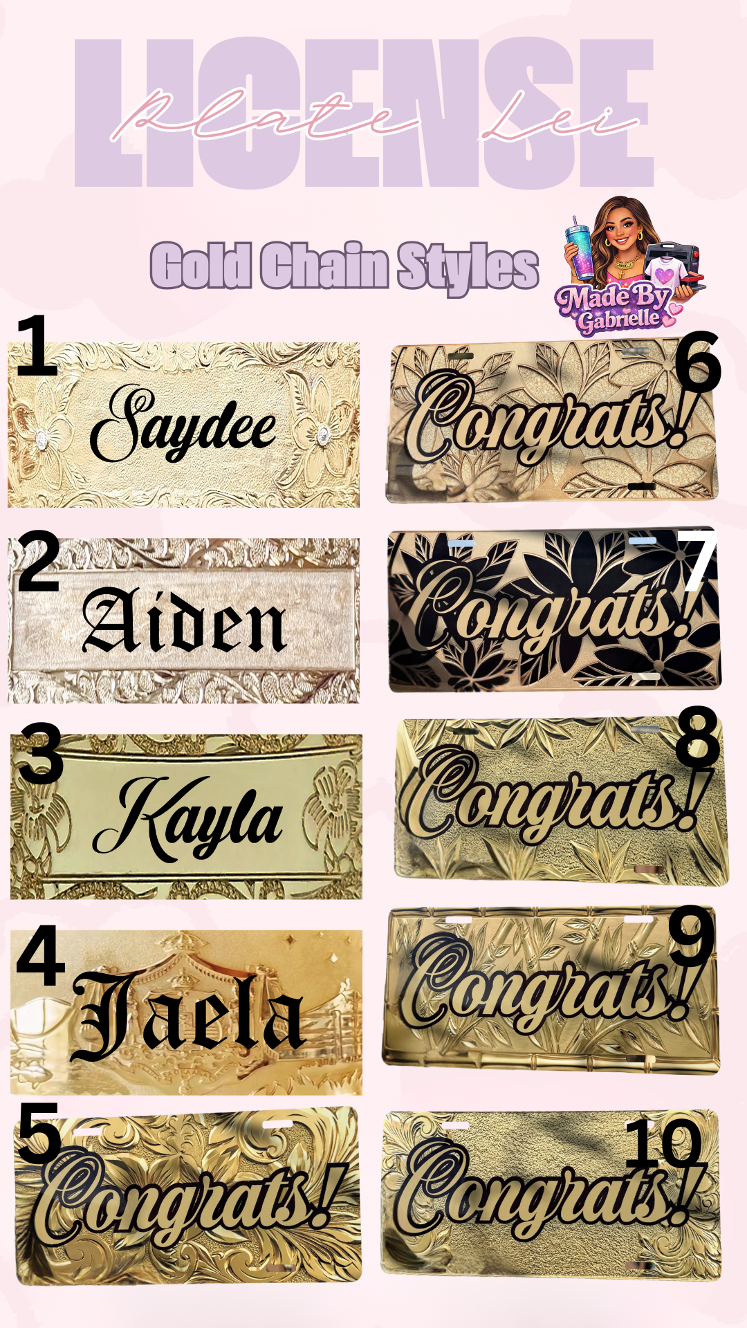 Gold Chain License Plate Lei ✨ Custom Name Graduation Lei