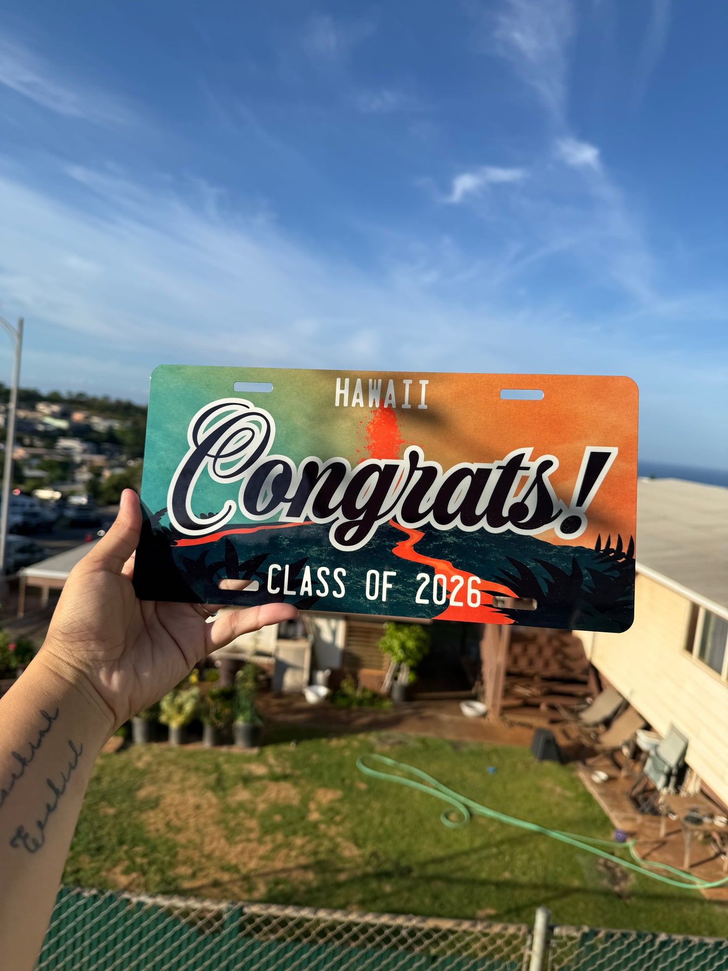 Hawaii Volcano License Plate Lei