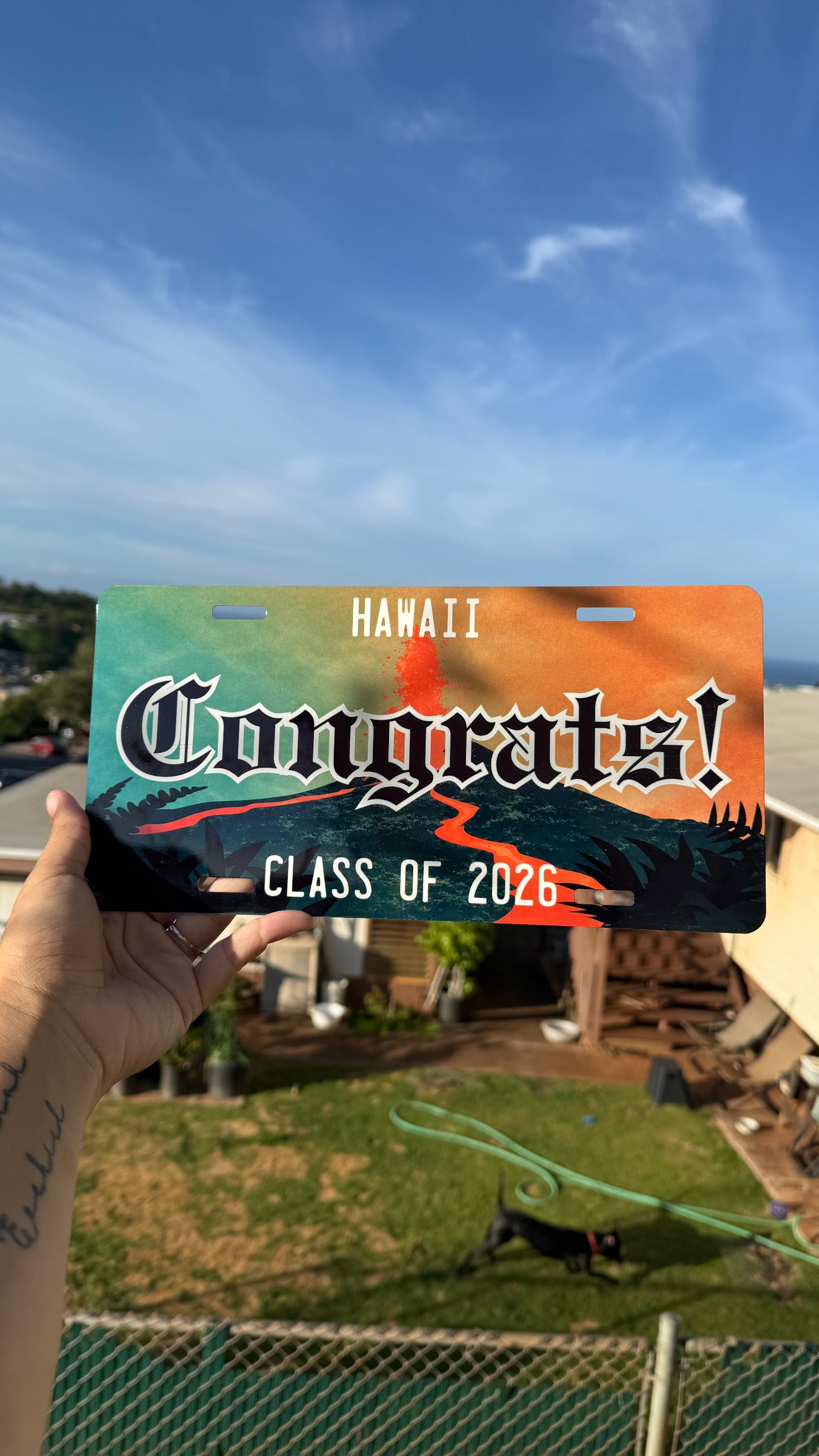 Hawaii Volcano License Plate Lei