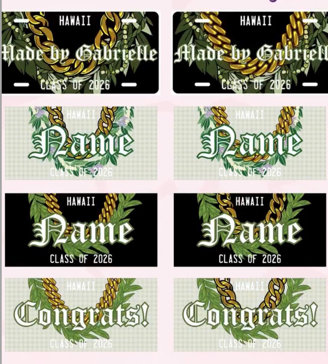 Mens License Plate Lei ✨ Custom Name Graduation Lei