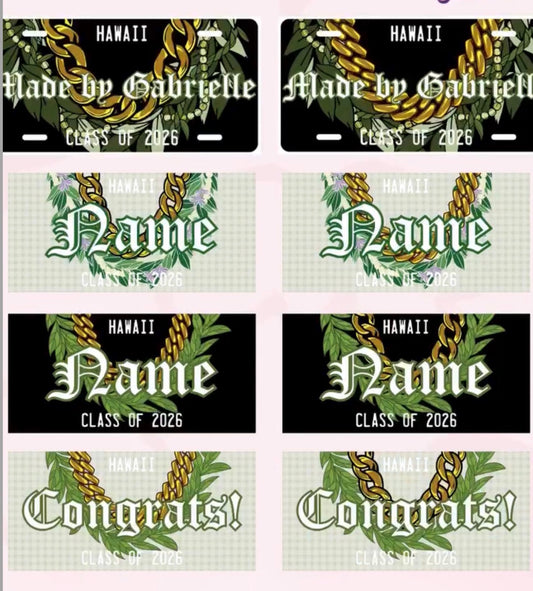 Mens License Plate Lei ✨ Custom Name Graduation Lei