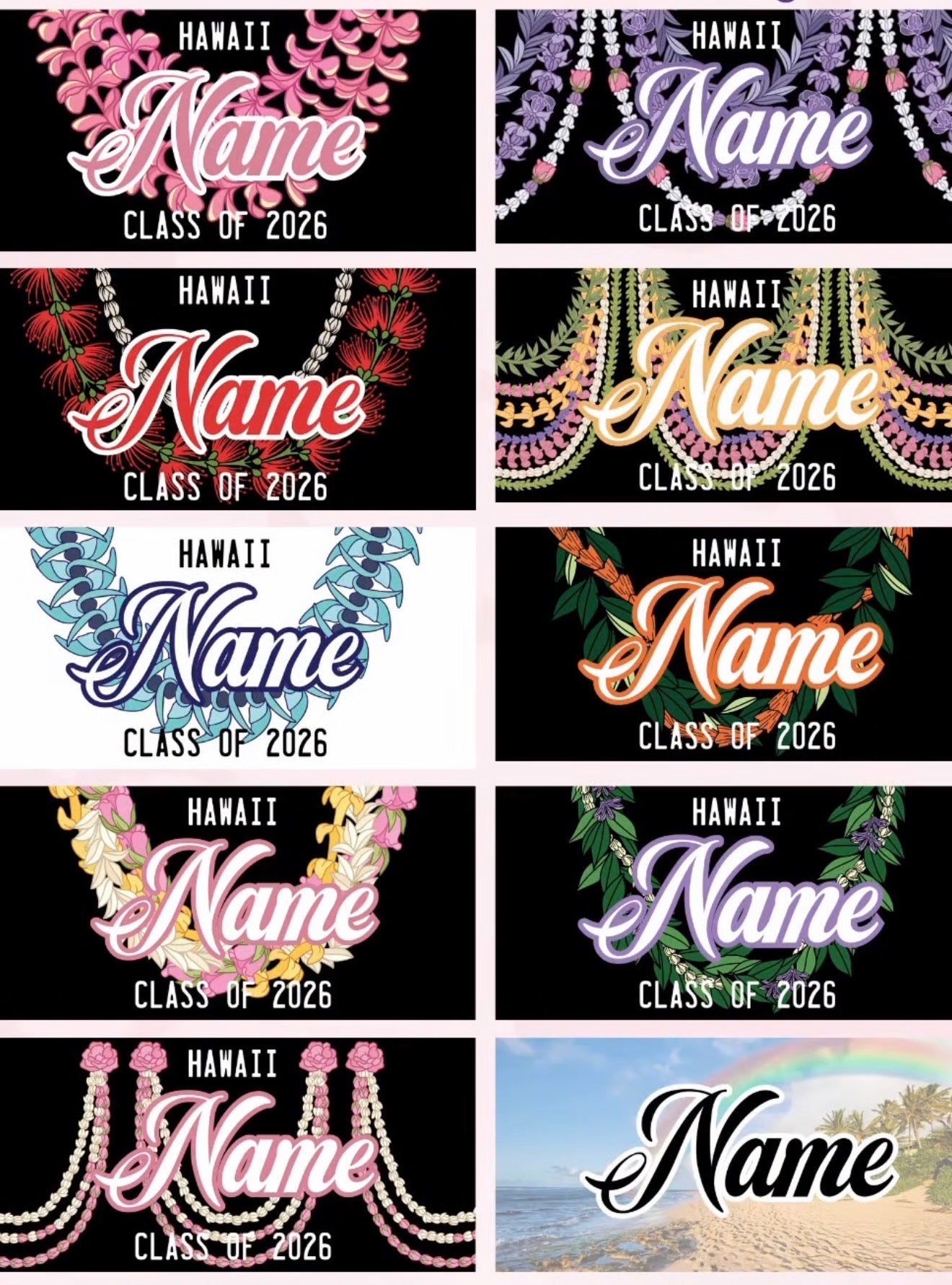Women's Palaka License Plate Lei ✨ Custom Name Graduation Lei