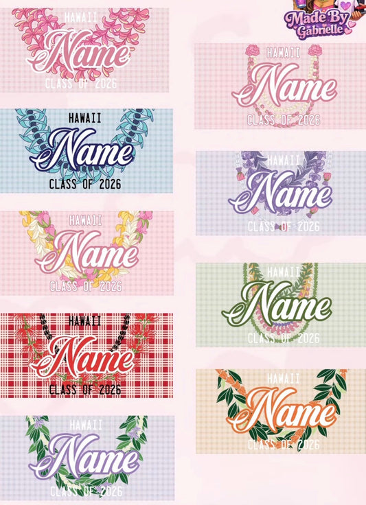 Women's Palaka License Plate Lei ✨ Custom Name Graduation Lei