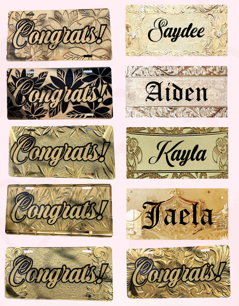 Gold Chain License Plate Lei ✨ Custom Name Graduation Lei