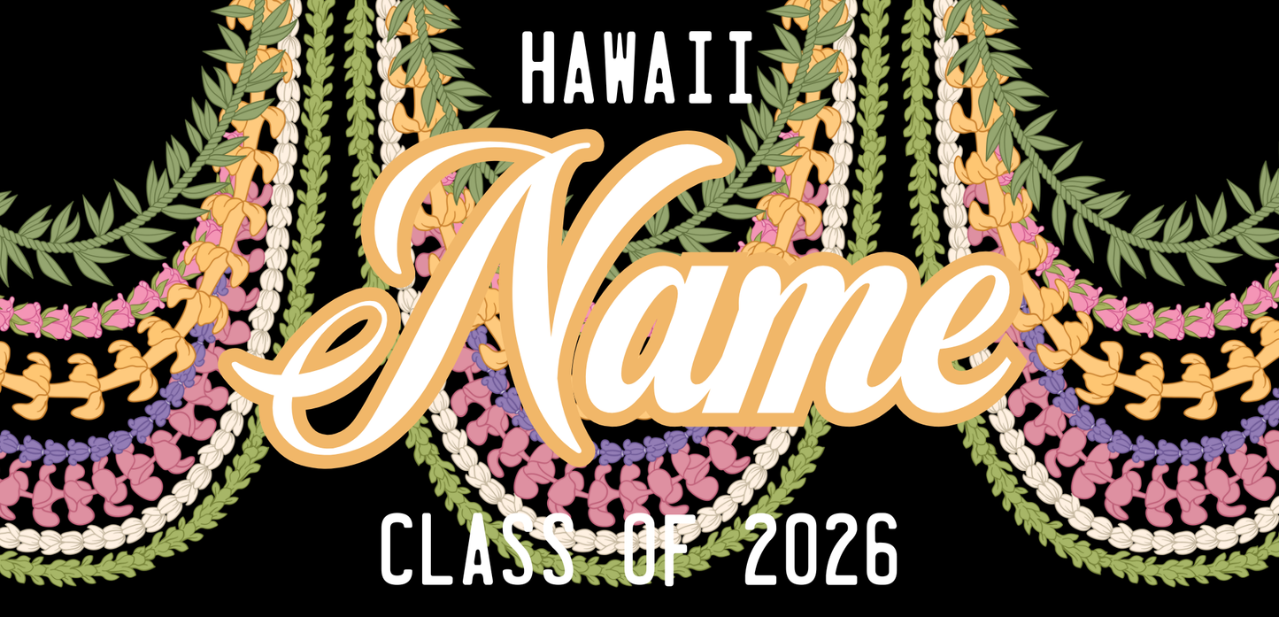 Women's Palaka License Plate Lei ✨ Custom Name Graduation Lei