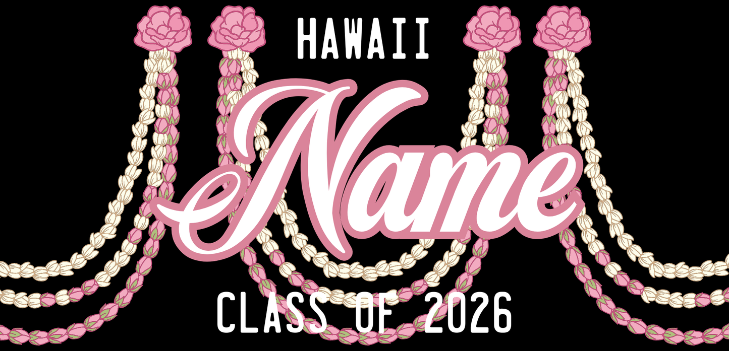 Women's Palaka License Plate Lei ✨ Custom Name Graduation Lei