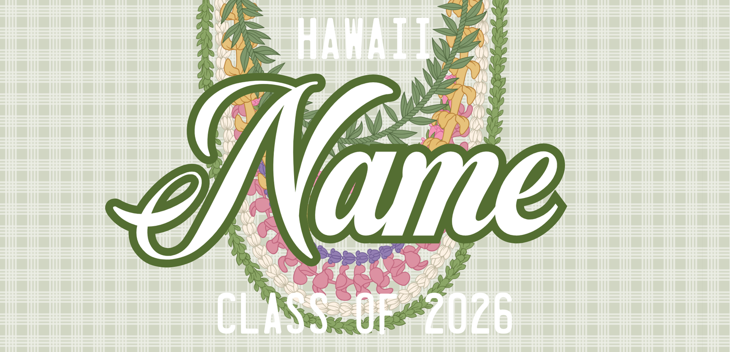 Women's Palaka License Plate Lei ✨ Custom Name Graduation Lei