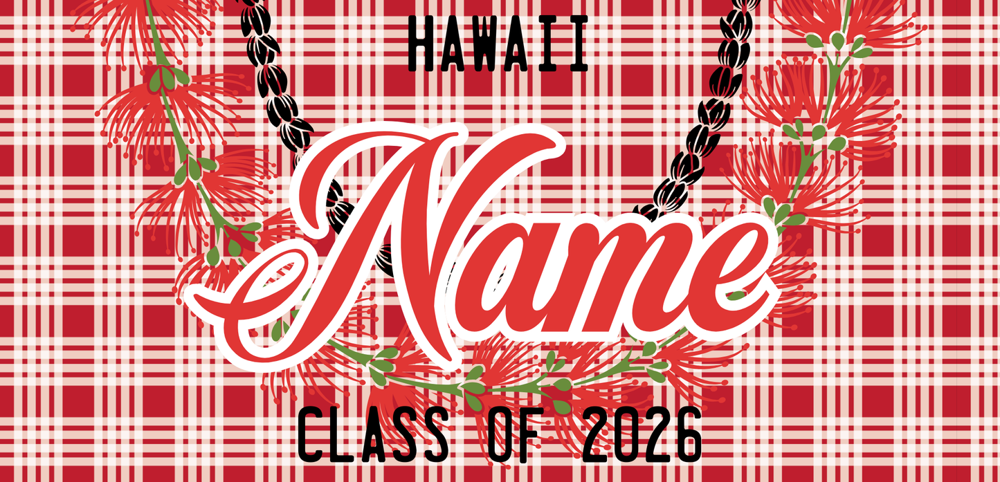 Women's Palaka License Plate Lei ✨ Custom Name Graduation Lei